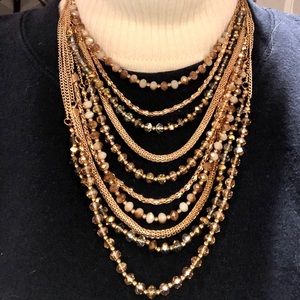 10 strings gold color beaded necklace